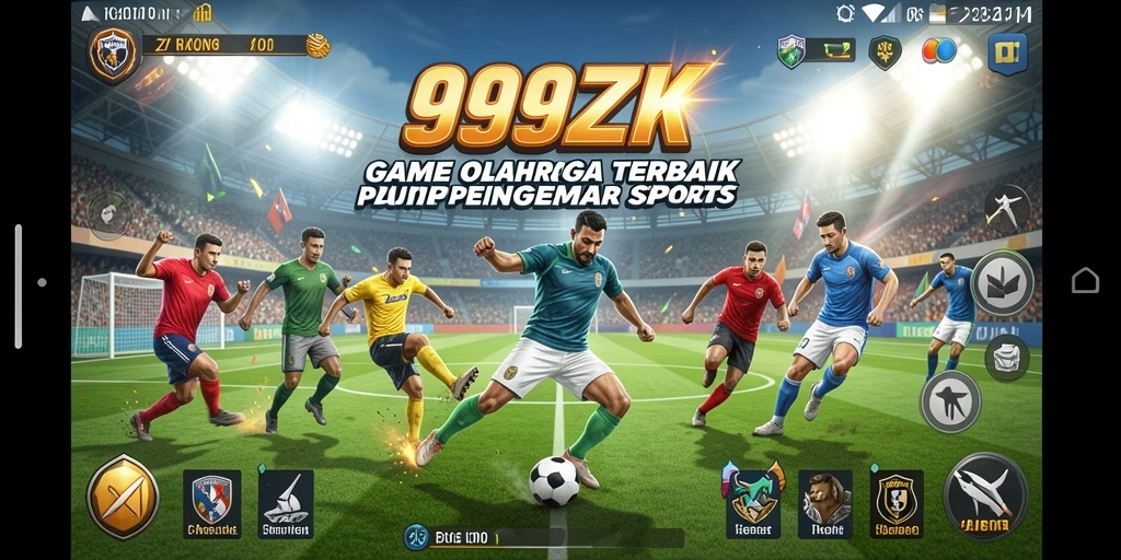 Tangkapan layar utama 999ZK menampilkan gameplay olahraga yang dinamis dan interaktif.