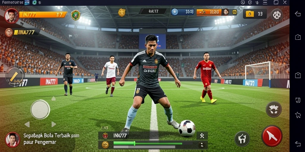 Tangkapan layar gameplay INA777 menampilkan aksi sepak bola yang mendebarkan.