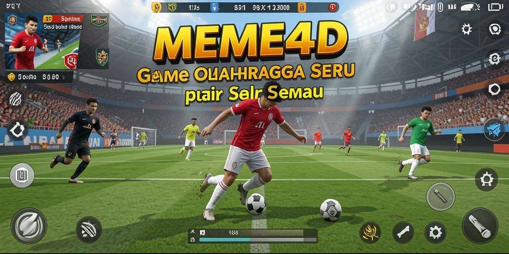 Tampilan aksi seru dalam gameplay olahraga MEME4D.