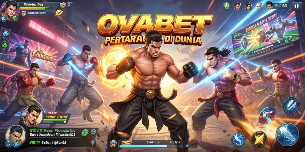 Tangkapan layar utama yang menampilkan pertarungan penuh aksi di OVABET.