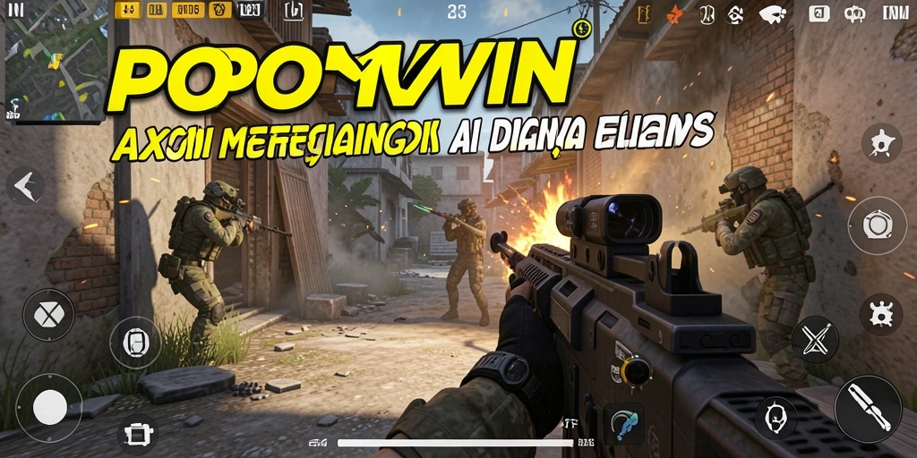 Tangkapan layar gameplay <strong>POPWIN</strong> yang menampilkan aksi tembak-menembak yang intens.
