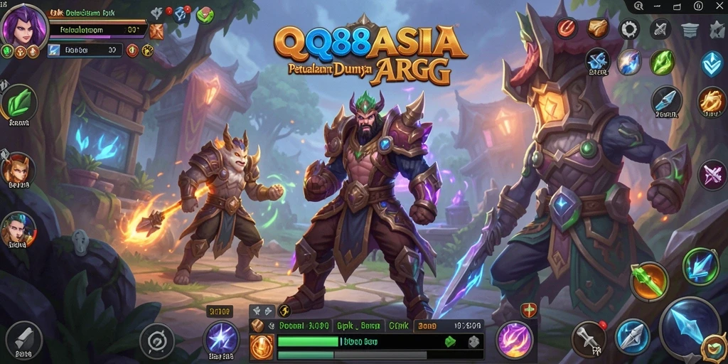 Screenshot gameplay QQ88ASIA menunjukkan aksi pertempuran yang intens.