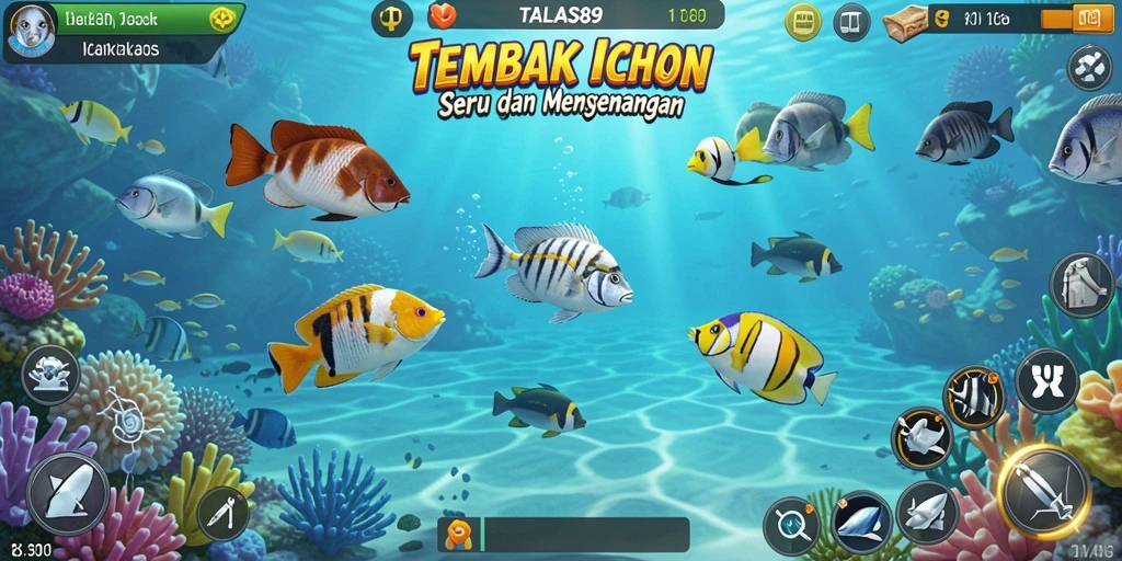 Tampilan gameplay TALAS89 yang menarik saat menembak ikan.