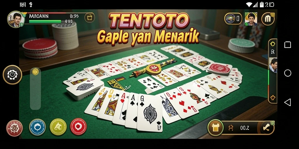 Tampilan gameplay TENTOTO yang menarik dan seru saat bermain Gaple.