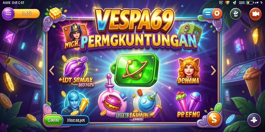 Screenshot VESPA69 menampilkan gameplay Slot yang menarik dan penuh warna.