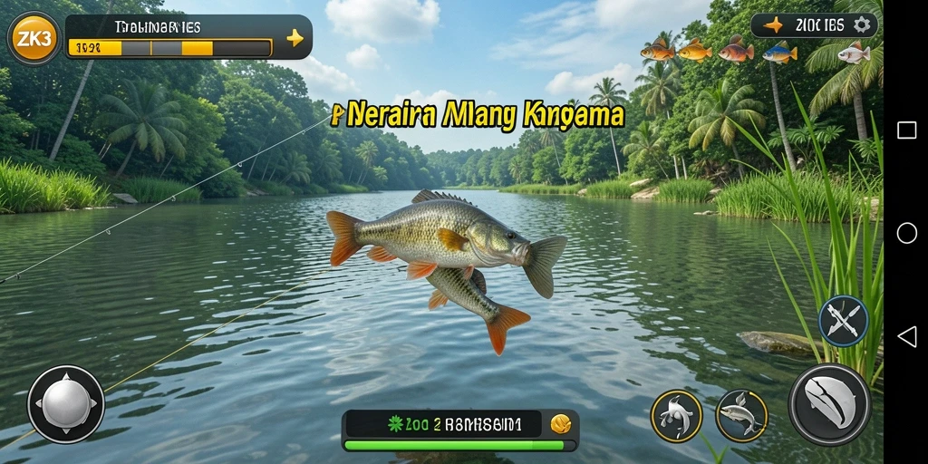 Tampilan screenshot ZK3 menampilkan pengalaman memancing yang seru dan menenangkan.